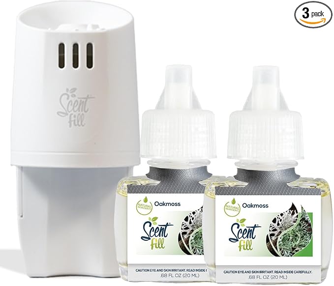 Scent Fill Oakmoss Plug in Air Freshener Starter Kit, 2 Refills + Diffuser by ScentFill