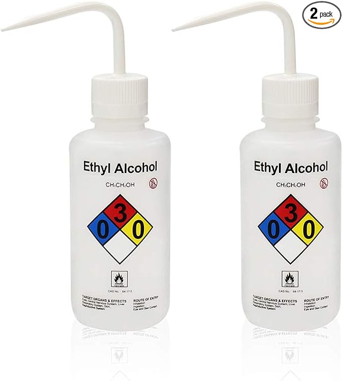2pcs of Self-Venting Safety Wash Bottles, Vol.500ml 17oz, Ethyl Alcohol Wash by LabvidaScientificCoLtd