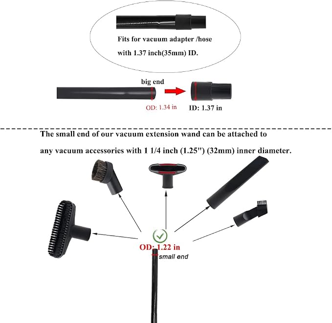 3 Pcs 1.25inch 32mm Vacuum Extension Wand 1 1/4" Plastic Wand Pipe - Image 3
