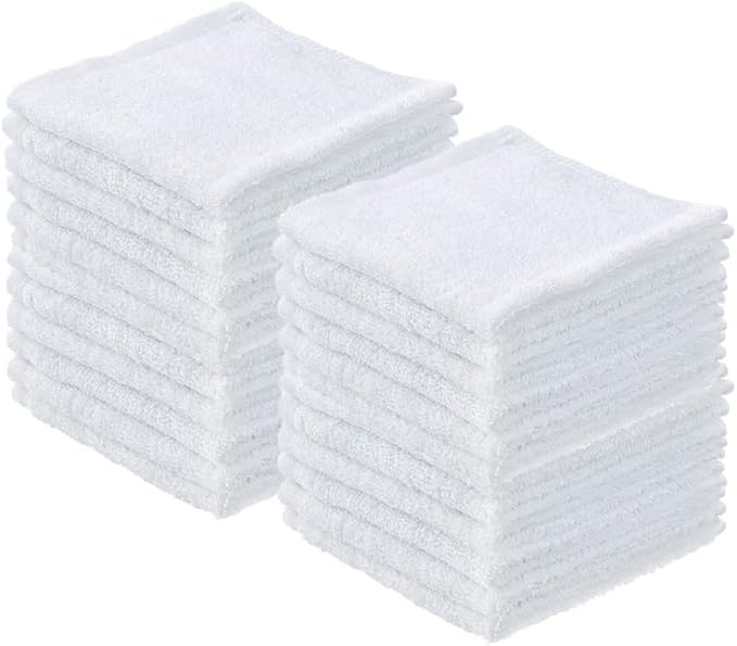Superio Terry Cloth Rags White Washcloths 100% Cotton 12" Cleaning Cloths by Superio