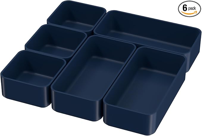 6 Pcs Stackable Drawer Organizer Set Desk Drawer Dividers, Bathroom Vanity by CHANCETSUI