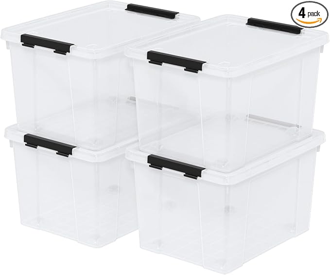 22 Qt Latching Storage Box, Stackable Bin by Afromy