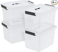 4 Packs 20 L Clear Plastic Storage Bins, Stackable Organizer Containers by Lasbily