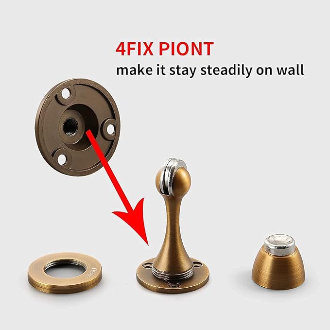 YAGU Magnetic Door Stoppers 2 Pack, Zinc Alloy Antique Brass Door Stops Magnet - Image 4