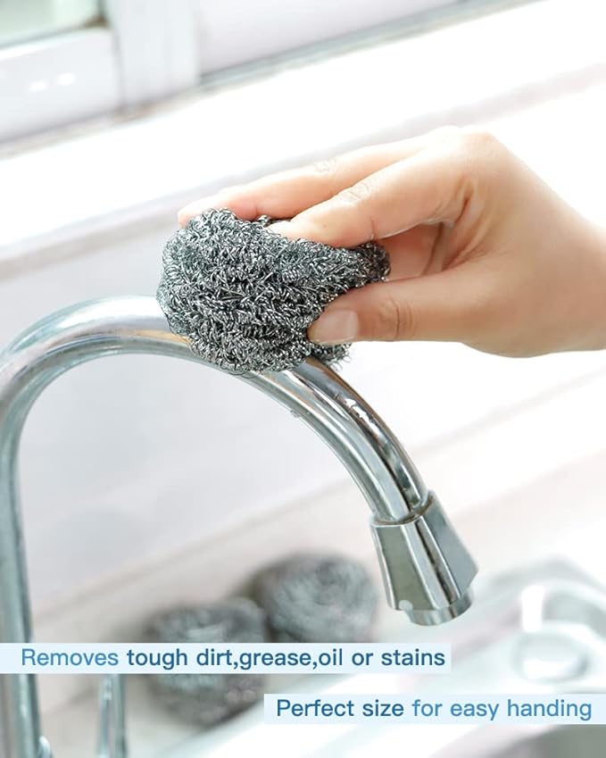 12Pcs Steel Wool Scrubber Pads for Cleaning Dishes, Sinks - Image 6