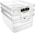 Isaac Jacobs 3-Pack Medium Clear Storage Bins w/Cutout Handles, Plastic by IsaacJacobs