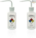 2pcs of Self-Venting Safety Wash Bottles, Vol.500ml 17oz, Sodium Hypochlorite by LabvidaScientificCoLtd