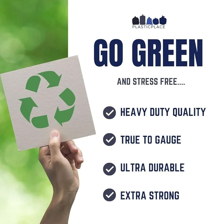 Plasticplace 30-40 Gallon Recycling Trash Bags │ 1.2 Mil│ Blue Garbage Bag - Image 5