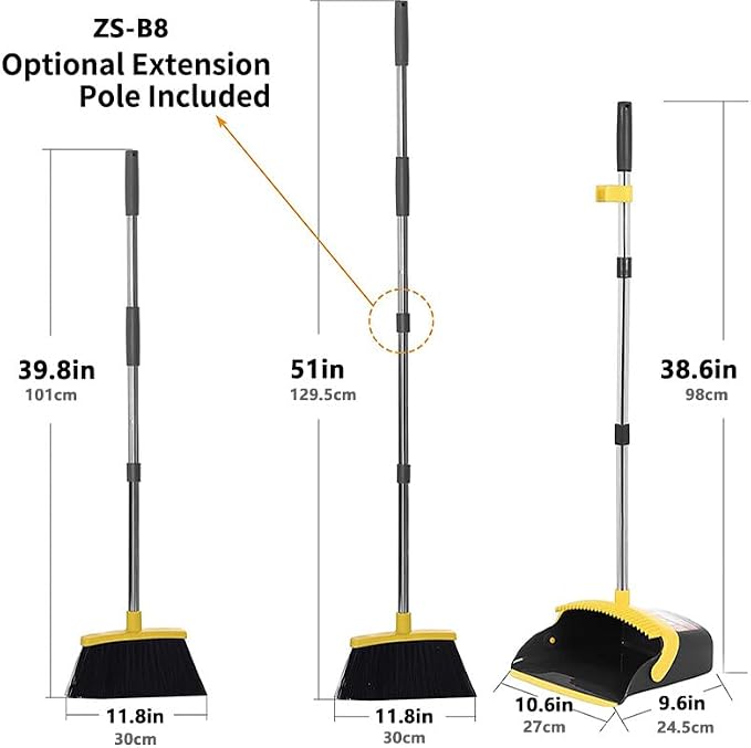 2-Pack is More economical，Upgraded Broom and Dustpan， - Image 2