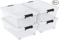 4 Pack Multipurpose 25 Qt Underbed Secure Latching Bin, Plastic Storage by Uumitty
