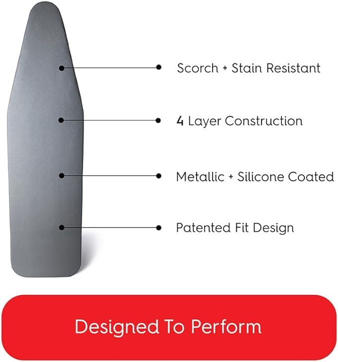 TIVIT Ironing Board Cover 12 x 44, Made in Italy. Pro Grip Pad Covers w/3 - Image 4