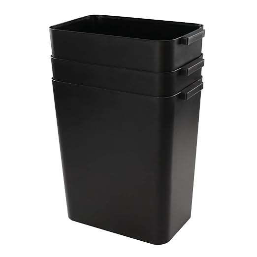 3-Pack Black 4.5 Gallon Plastic Trash Can Wastebasket, Garbage Container Bin - Image 4