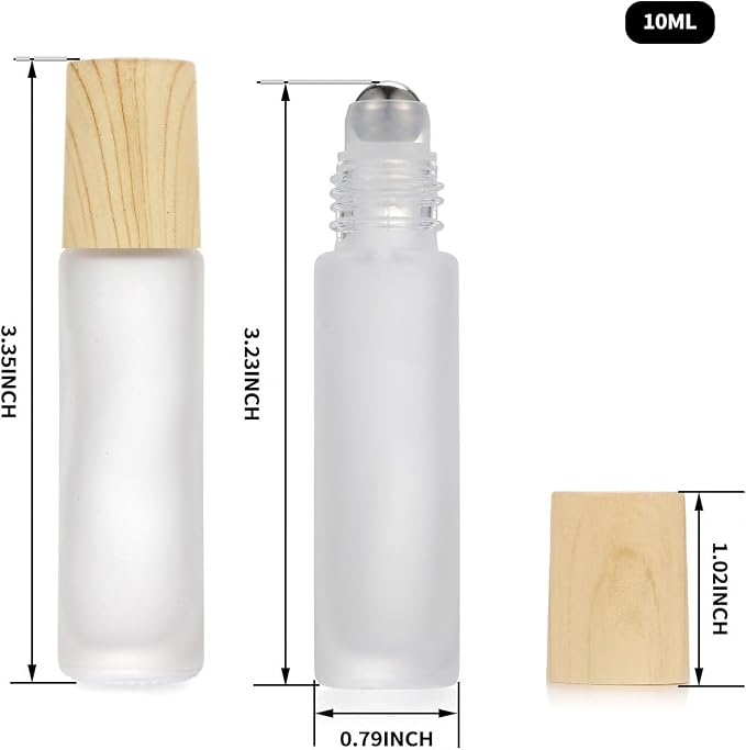 12 Pack Essential Oil Roller Bottles, 10ml Empty Frosted Glass Roller Bottles - Image 3