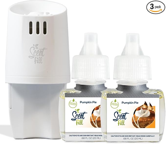 Scent Fill Pumpkin Pie Plug in Air Freshener, Scented Oil Refills, 2 Refills + by ScentFill