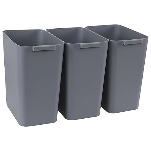 3-Pack 4.5 Gallon Plastic Rectangular Wastebasket, Slim Bathroom Trash Can by Lasbily