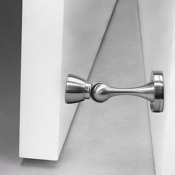 YAGU Silver Door Stopper 4 Pack Magnetic Door Stops Zinc Alloy Brushed Nickel - Image 2