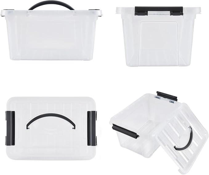 6 Quart Plastic Stackable Storage Latch Bins - Image 4