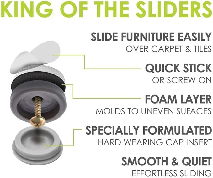 GorillaGlides CB193 3/4 Inch Chair Glides/Furniture Feet Floor Protectors - Image 6