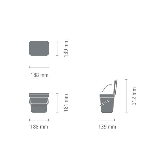 Brabantia Sort & Go Food Trash Can Small Countertop Kitchen Compost Caddy - Image 9