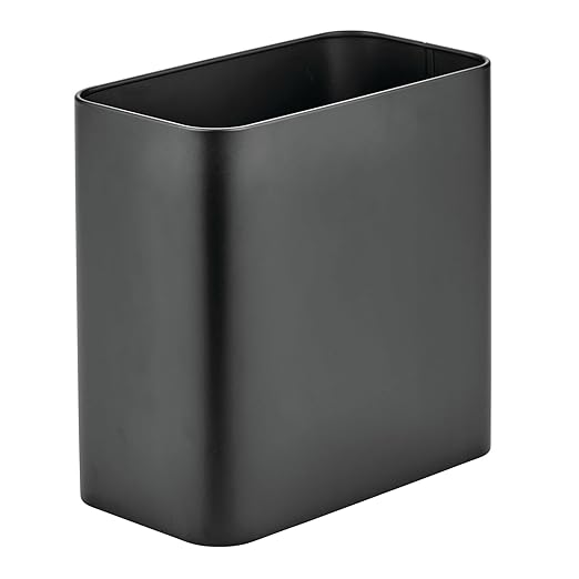 mDesign Small Metal 2.4 Gallon Trash Can Wastebasket Garbage Bin - Image 5