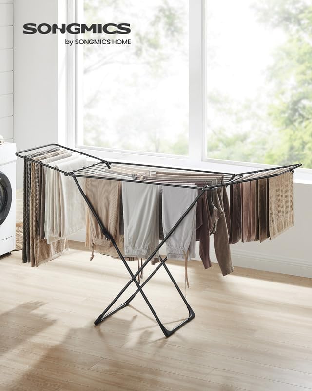 SONGMICS Clothes Drying Rack, Metal Laundry Drying Rack, Space-Saving, - Image 2