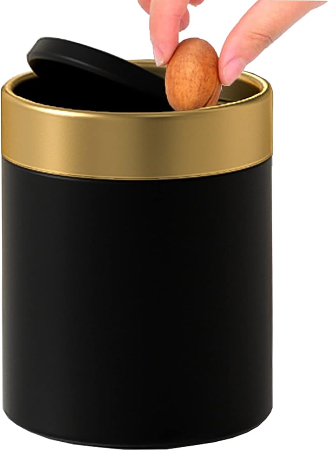 Mini Trash Can with Lid, Metal Small Tiny Mini Trash Bin Can, Mini Countertop by JILLICK