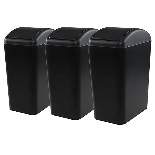 4.5 Gallon Trash Can with Swing Top Lid, Plastic Garbage Bin with Lid by Qqbine