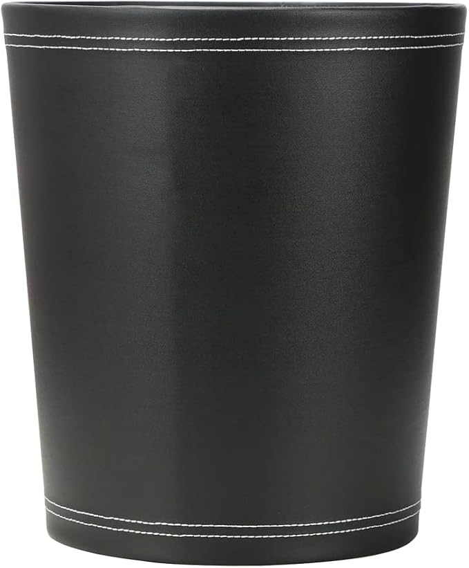 KINGFOM Classic Pu Leather Trash Can Wastebasket, Small Garbage Container Can - Image 5