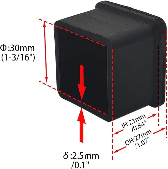 Flyshop 20PCS Non-Slip Rubber Leg Tips Floor Protectors Square Chair Leg Caps - Image 2