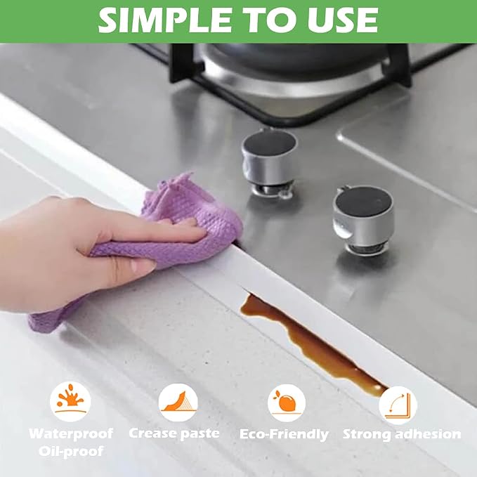 2 Pack Caulk Strip, 1.5" x 10.5Ft PVC Self Adhesive Caulk Tape, Sealing - Image 3