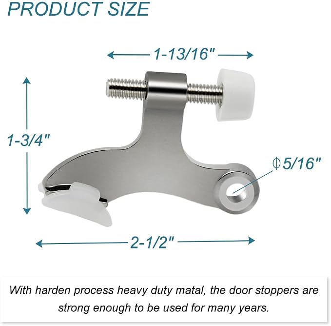 12 Pack Hinge Pin Brushed Nickel Door Stopper, Adjustable Heavy Duty Hinge Pin - Image 3