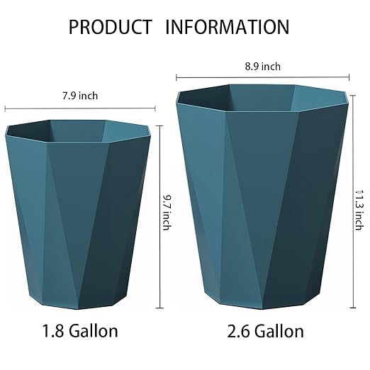 Small Trash Can 2 Pack Bathroom Garbage Can 2.6 Gallon Waste Basket - Image 4