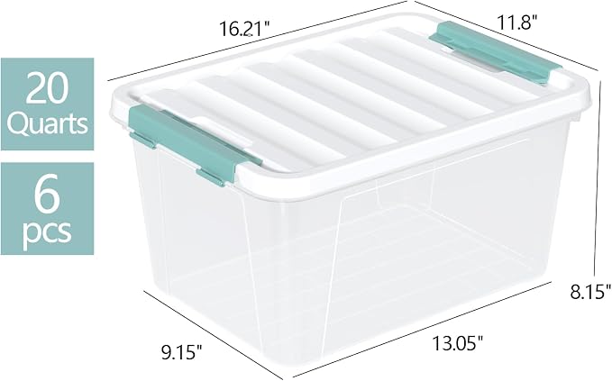 Zopnny 20 Quart Clear Latching Container Box, Plastic Storage Bin - Image 2