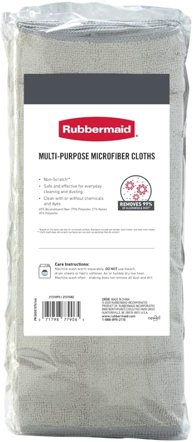 Rubbermaid Microfiber Cloth Towels 24 Pack 14"x14" Non-Scratch Reusable/Washable - Image 3
