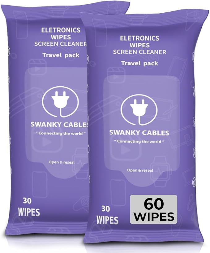 Screen Cleaner Wipes: Electronic Wipes by SWANKYCABLES