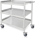 3-Shelf Stainless Steel Rolling Utility Cart by Unknown