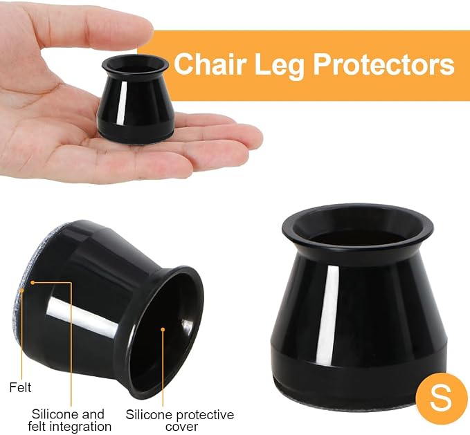 32 Pcs Chair Leg Protectors for Hardwood Floors, Silicone Felt Furniture Leg - Image 3