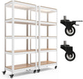 HOMEDANT House White 5-Tier Metal Rolling Cart Shelf Rack Casters Heavy Duty by TheBestOrganizingSolution
