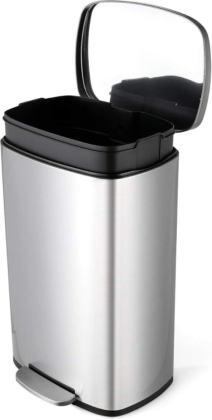 13.2 Gal Kitchen Trash Can, 50L Recycling or Garbage Bin, Brushed Stainless by ComfyCorner