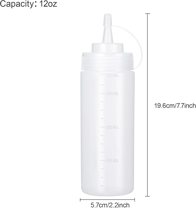 Condiment Squeeze Bottles Ketchup Dispenser, 4 Pack 12oz Squeeze Bottles - Image 2