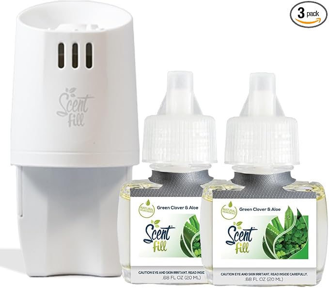 Scent Fill Green Clover & Aloe Plug in Air Freshener, Scented Oil Refills by ScentFill