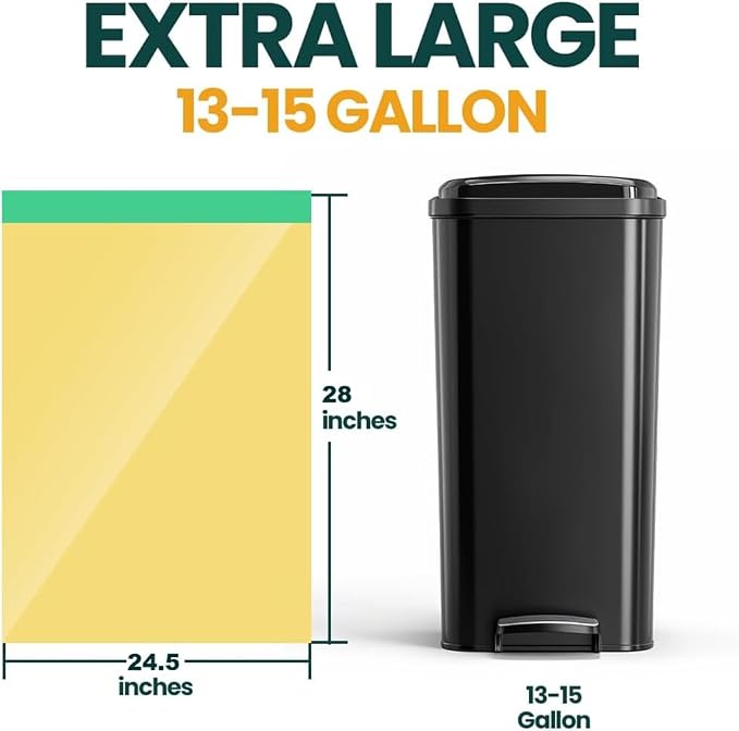 13 Gallon Trash Bags with Drawstrings, 40 Bags Made from 50% Recycled Plastic - Image 5