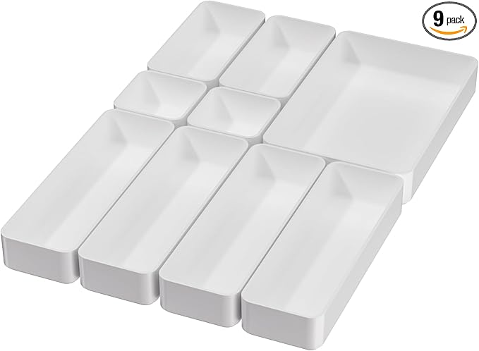 9 Pcs Stackable Drawer Organizer Trays Set, Desk Drawer Organizer Office. by CHANCETSUI