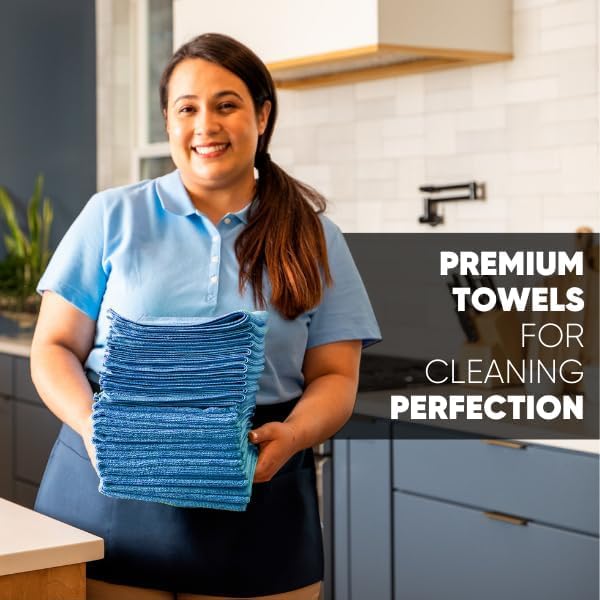 12" x 12" MW Pro Multi-Surface Microfiber Cleaning Cloths | Blue - Image 3