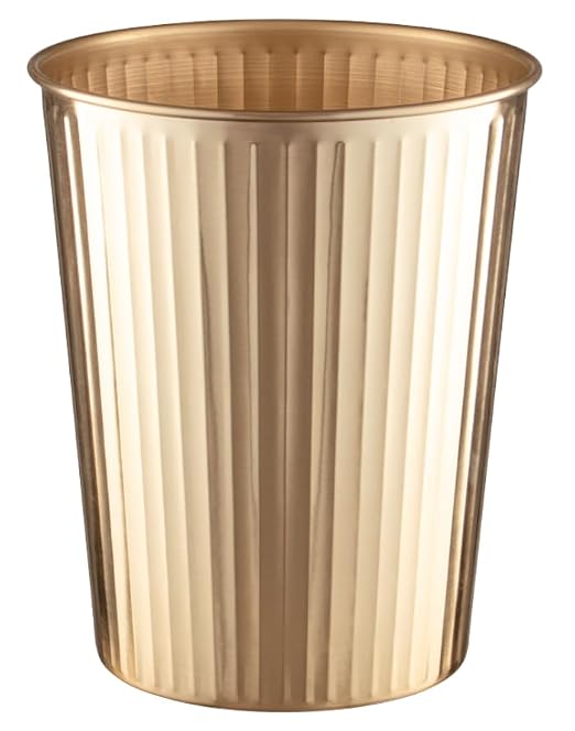 Monarch Abode Brushed Gold Handcrafted Ridge Embossed Metal Wastebasket by MonarchAbode