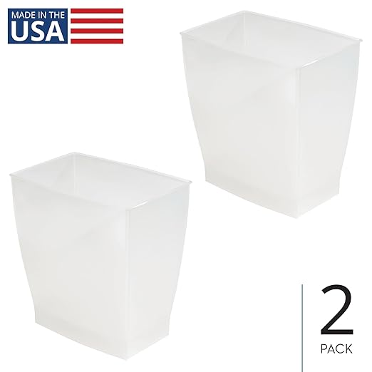iDesign Small Rectangular Bathroom Trash Set of 2 Waste Can - Image 2