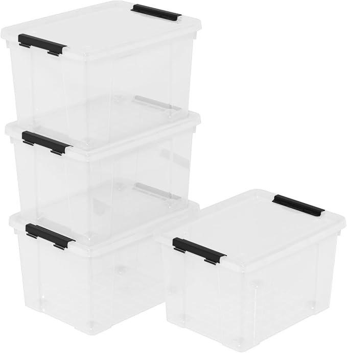 Set of 4 Plastic Latch Storage Bins - Image 7