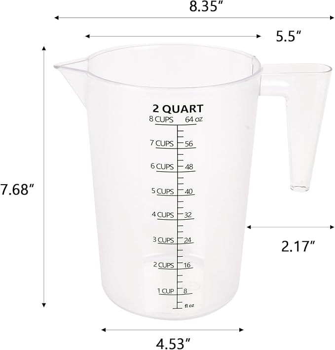 Food-Grade Plastic Measuring Pitcher – 64 Ounce & 8 Cups Measuring Cups - Image 2