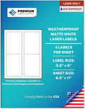 Premium Label Supply Waterproof Matte White Sticker Labels – 3.5" x 5" – Laser by PremiumLabelSupply