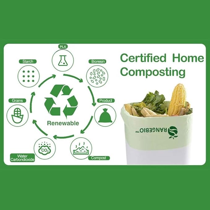 OrangeBio 33 Gallon Home Compostable Yard Waste Bags, 1.1 Mil, Lawn & Leaf Bags - Image 4